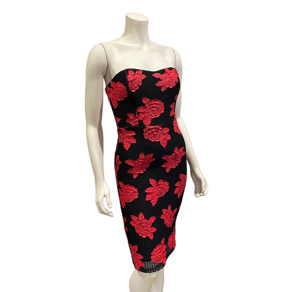 Mystic Floral Rose Appliqué Mesh Bodycon Dress - Picture 3 of 14